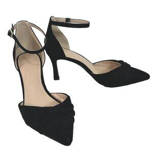 Kelly & Katie Emagray Black Microsuede Pointed Toe Ankle Strap Pumps 7 M NEW